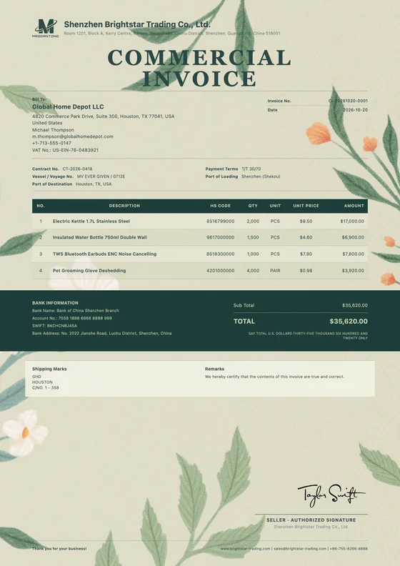Arts & Handcraft export document template