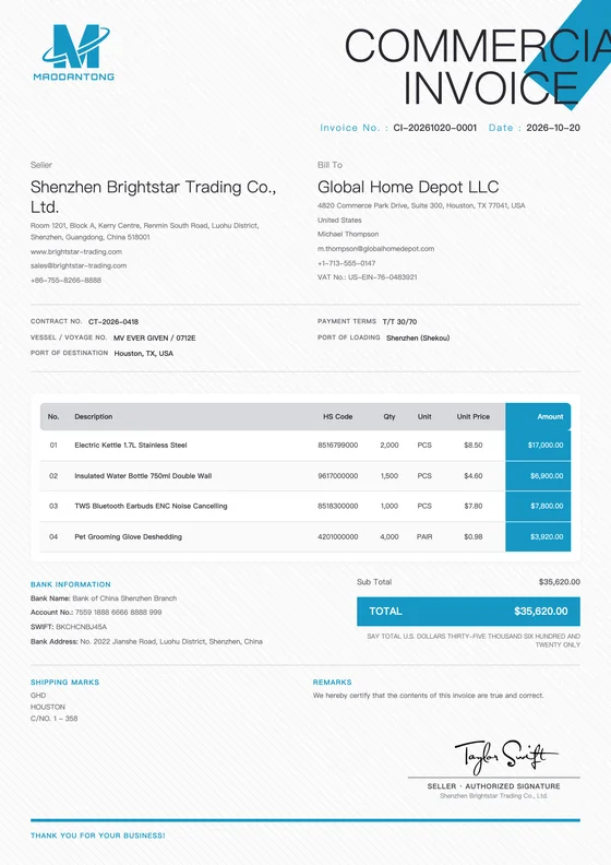 Creative Clean export document template
