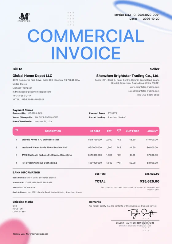 Cyber Monday export document template