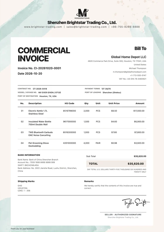 Minimalist Watercolor export document template