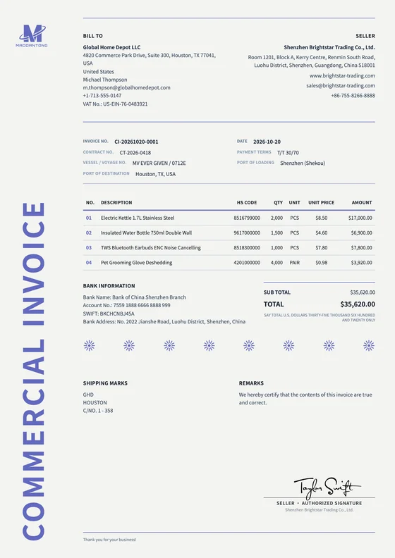 Starlight export document template